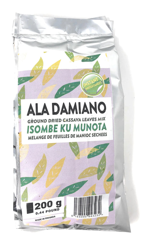 Ground Dried Cassava Leaves Mix, Isombe Ku Munota, 200 grams, Ala Damiano